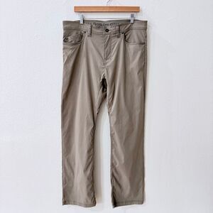 prAna Brion Slim Pants Men’s 35x32 Dark Khaki Stretch Hiking Travel
